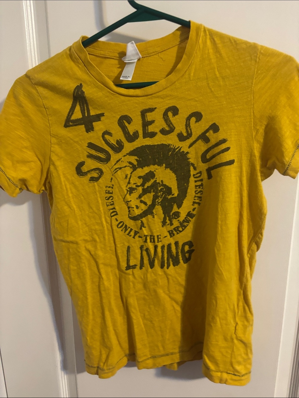 Diesel Yellow Tee with Black Graphic
